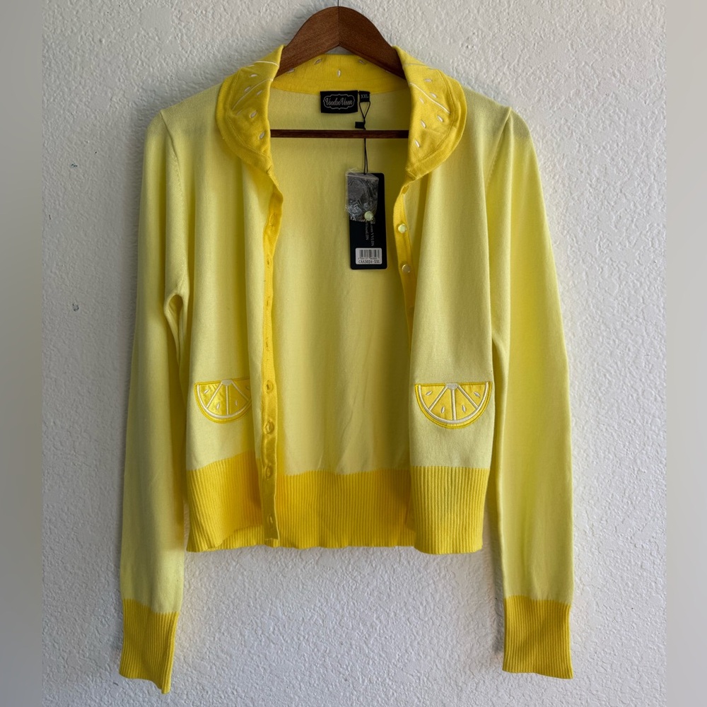 Voodoo Vixen Yellow Cardigan with Lemon Accents